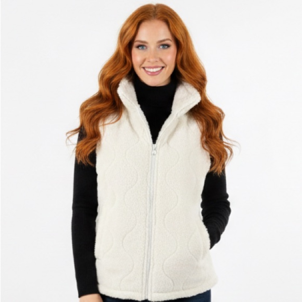 Onque Casuals Cream Fleece Vest